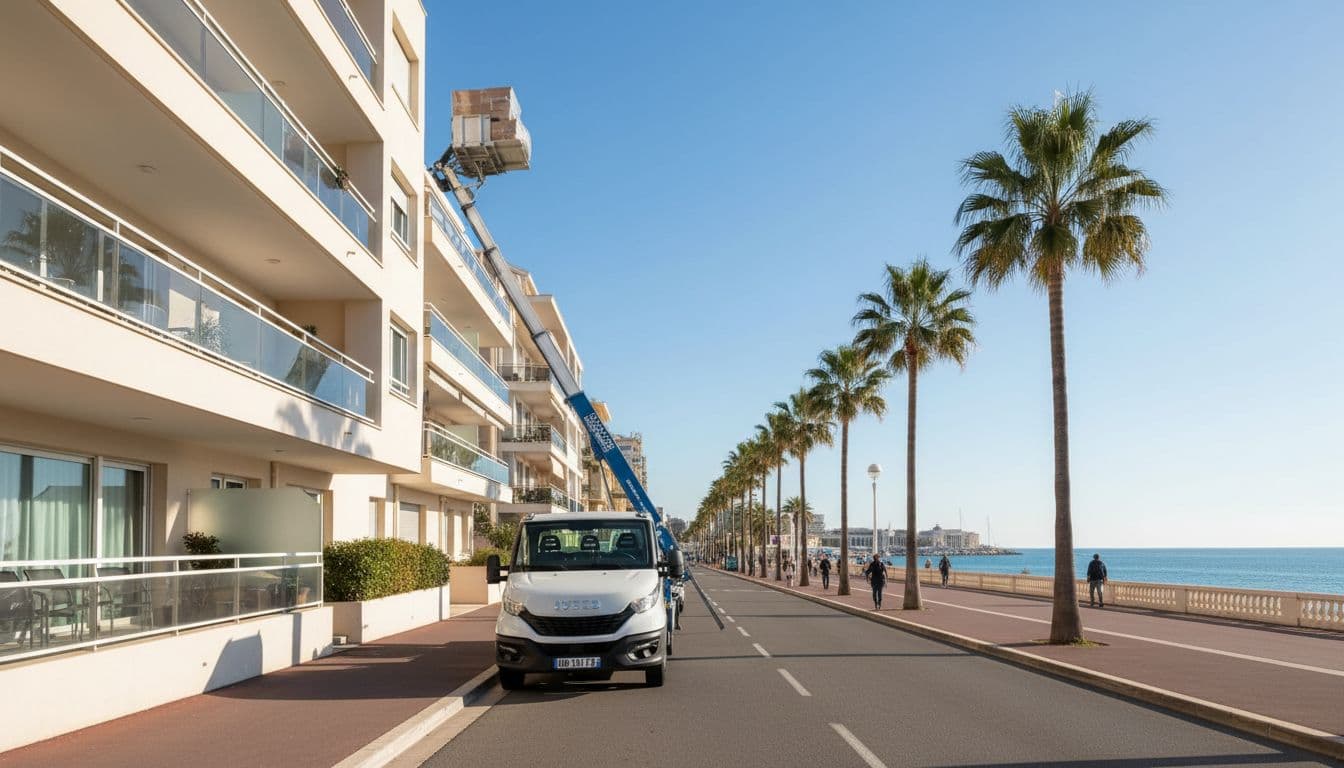 Monte-meuble Azur Levage à Cagnes-sur-Mer, Front de mer