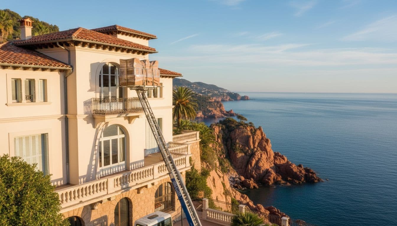 Monte-meuble Azur Levage à Théoule-sur-Mer, Villa perchée
