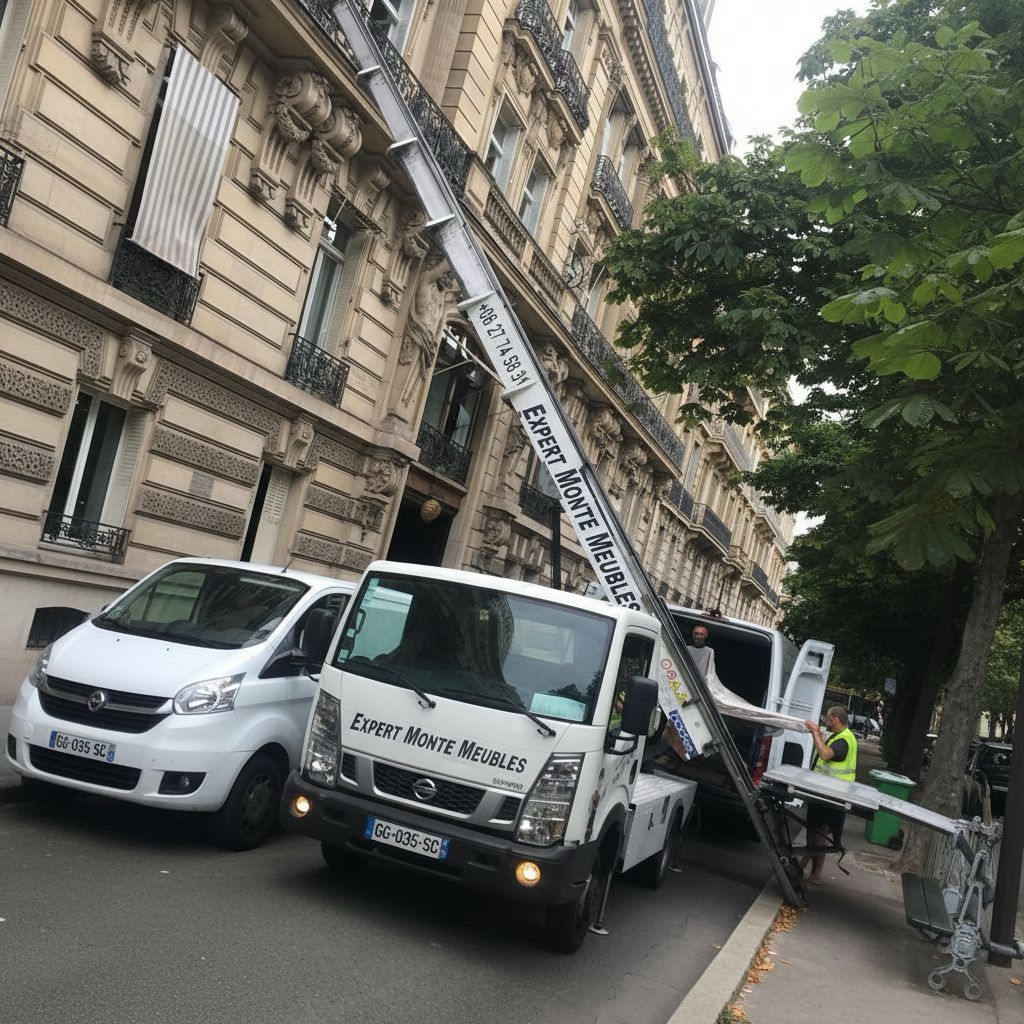 Monte meuble professionnel Azur Levage en action
